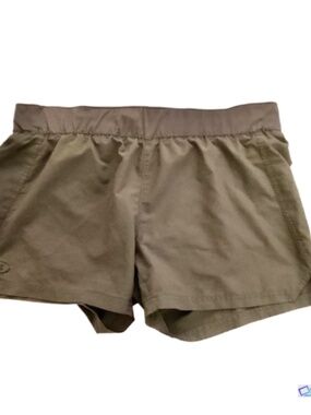 Under Armour Womens Back Zip Pocket Olive Green Heat Gear Shorts, L